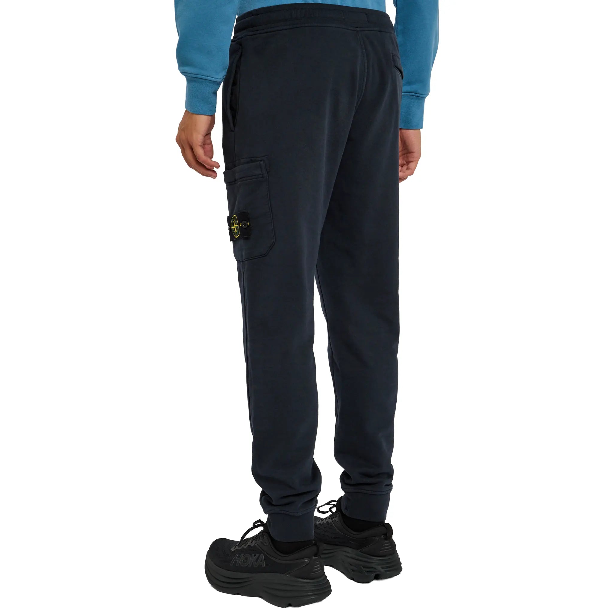 Back View of Stone Island Logo Navy Sweatpants 46356 NAVY